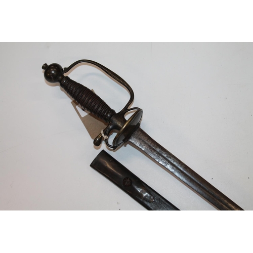 922 - Georgian infantry officers sword having double edged blade with 1/3 length slender fuller, the blade... 