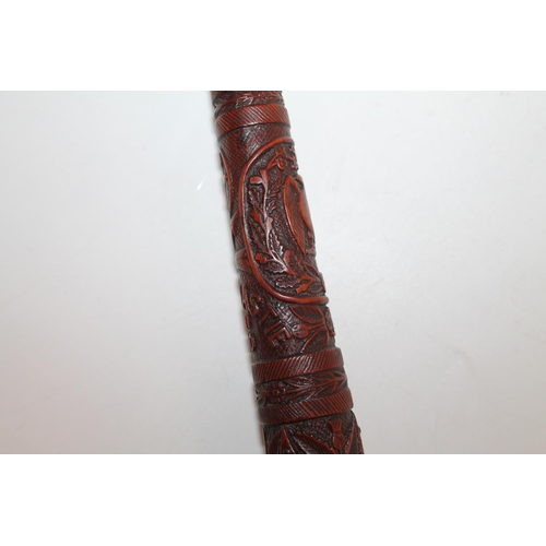 929 - Scottish baton with carved lower section having designs of anchor, thistles, eagle etc., also 'PETER... 