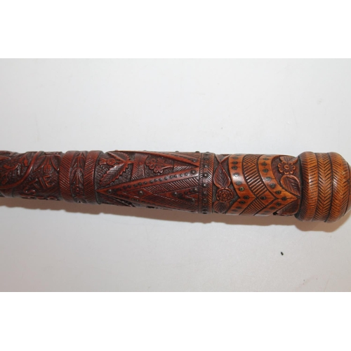 929 - Scottish baton with carved lower section having designs of anchor, thistles, eagle etc., also 'PETER... 