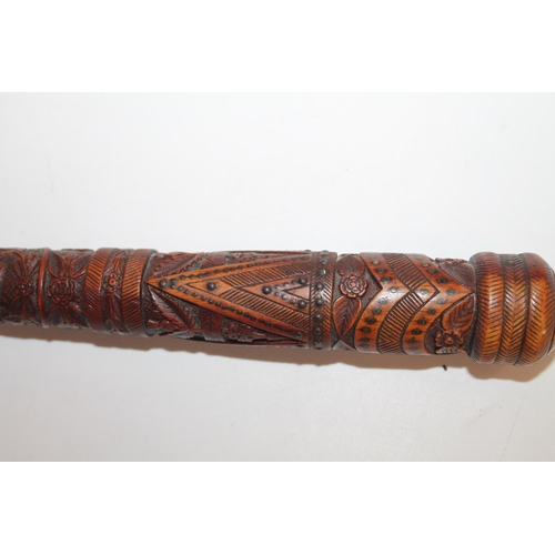 929 - Scottish baton with carved lower section having designs of anchor, thistles, eagle etc., also 'PETER... 