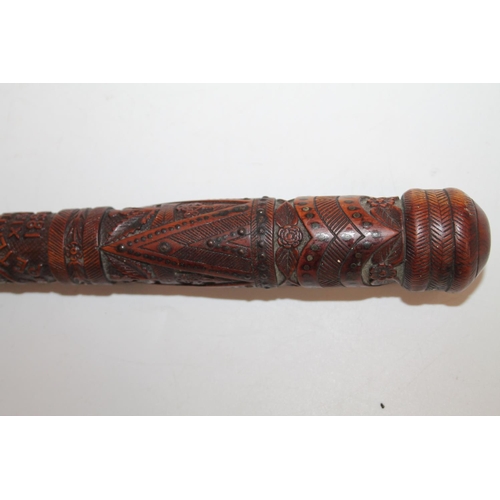 929 - Scottish baton with carved lower section having designs of anchor, thistles, eagle etc., also 'PETER... 