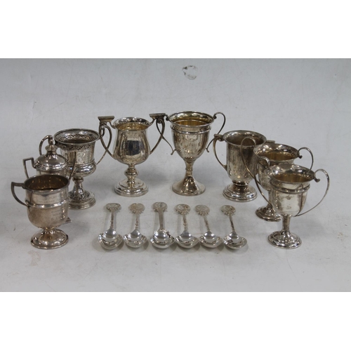 935 - Tennis interest, a group of silver prize cup trophies awarded to G Lisk to include Gourepore and Dis... 