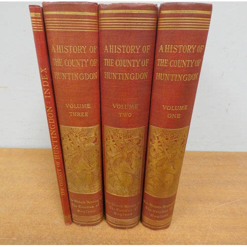 137 - Victoria History.  The County of Huntingdonshire. 3 vols. plus Index vol. Illus. Folio. Orig. red cl... 