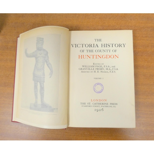 137 - Victoria History.  The County of Huntingdonshire. 3 vols. plus Index vol. Illus. Folio. Orig. red cl... 