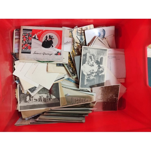 58 - Postcards & Ephemera. A box containing a large quantity of loose postcards and correspondence re... 