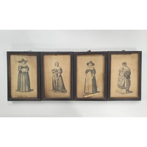 60 - Eight small etchings of costume after originals by Wensezlas Hollar. (8).