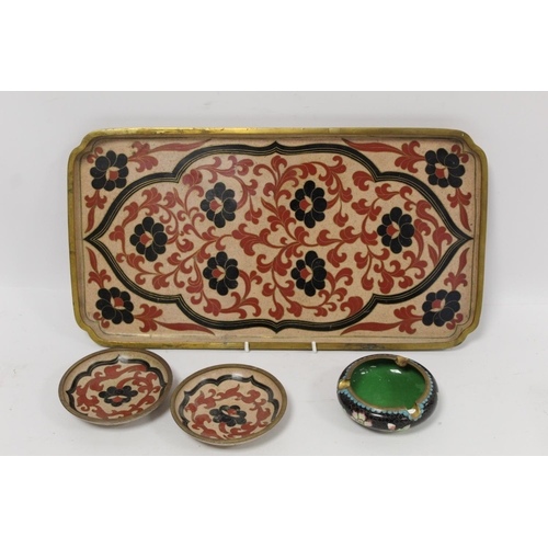 199 - Late 19th/early 20th century Chinese cloisonne tray of rectangular form, with black and red floral a... 