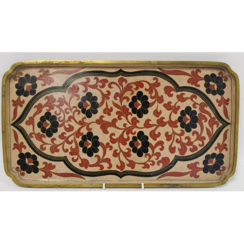 199 - Late 19th/early 20th century Chinese cloisonne tray of rectangular form, with black and red floral a... 