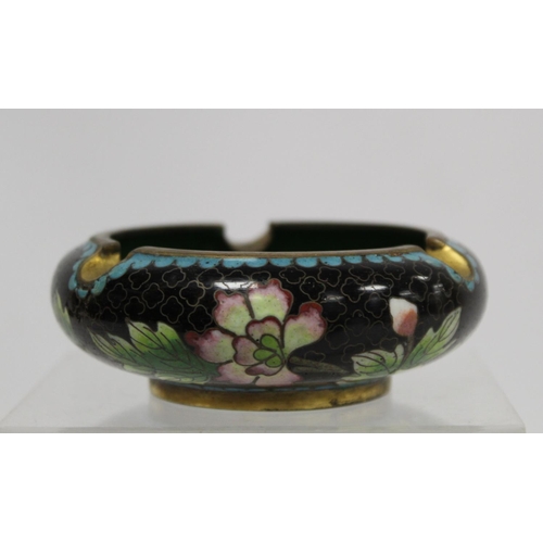 199 - Late 19th/early 20th century Chinese cloisonne tray of rectangular form, with black and red floral a... 