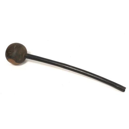 353 - African wooden knobkerrie with large ball knop on tapered shaft, approx. 60cm long.