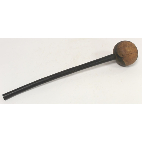 353 - African wooden knobkerrie with large ball knop on tapered shaft, approx. 60cm long.