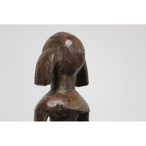 364 - African tribal carved hardwood standing figure, possibly Fang, the torso with cane binding, 33cm hig... 