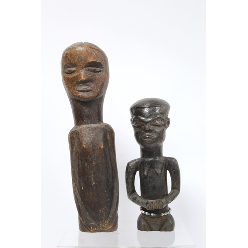 368 - Two African carved wooden half torso figures, 39cm and 27cm high.