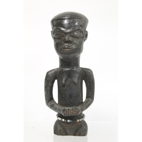 368 - Two African carved wooden half torso figures, 39cm and 27cm high.