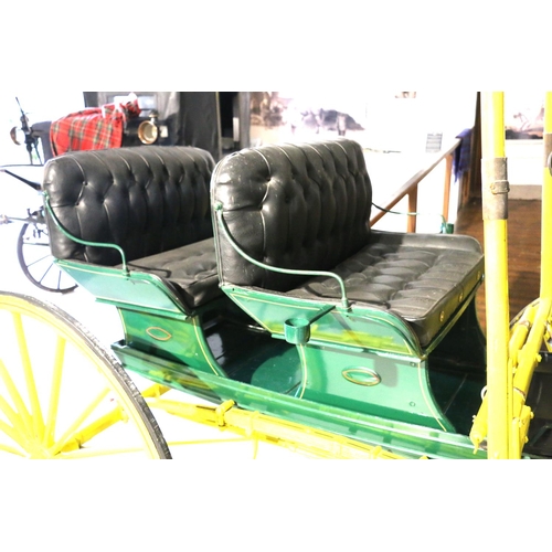 409 - Horse drawn carriage - AMERICAN 'SIAMESE' PHAETON, perhaps assembled in England. In yellow/green wit... 