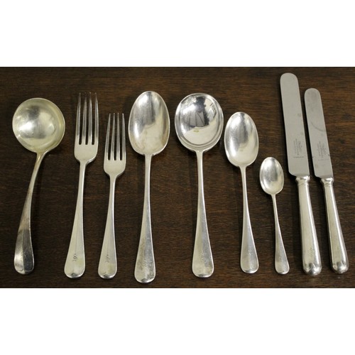 165A - Mappin and Webb 'Princes Plate' canteen of rat-tail epns cutlery for 12 settings, monogrammed S, con... 