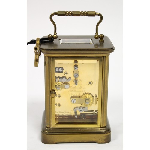 184 - Matthew Norman, London, carriage clock with alarm striking on a bell, the principal dial above a sub... 