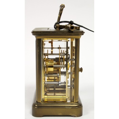 184 - Matthew Norman, London, carriage clock with alarm striking on a bell, the principal dial above a sub... 