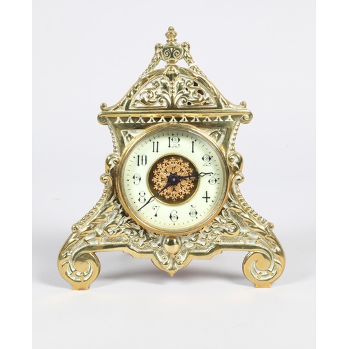 252 - Victorian brass easel / strut clock; 26cm high