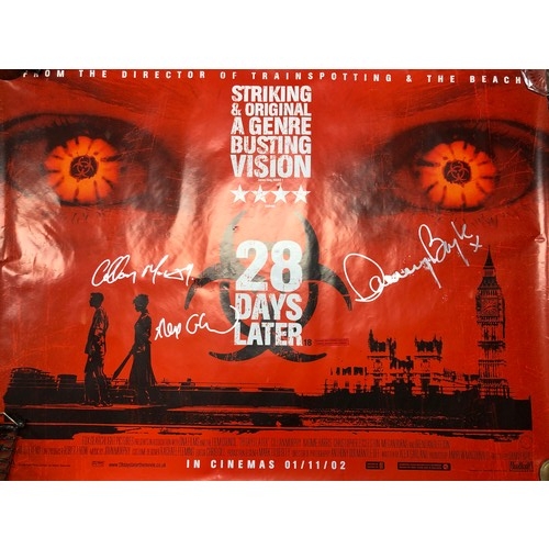 299 - Unframed film poster of Spider with Ralph Fiennes autograph 101 x 77cm and 28 days later with Danny ... 