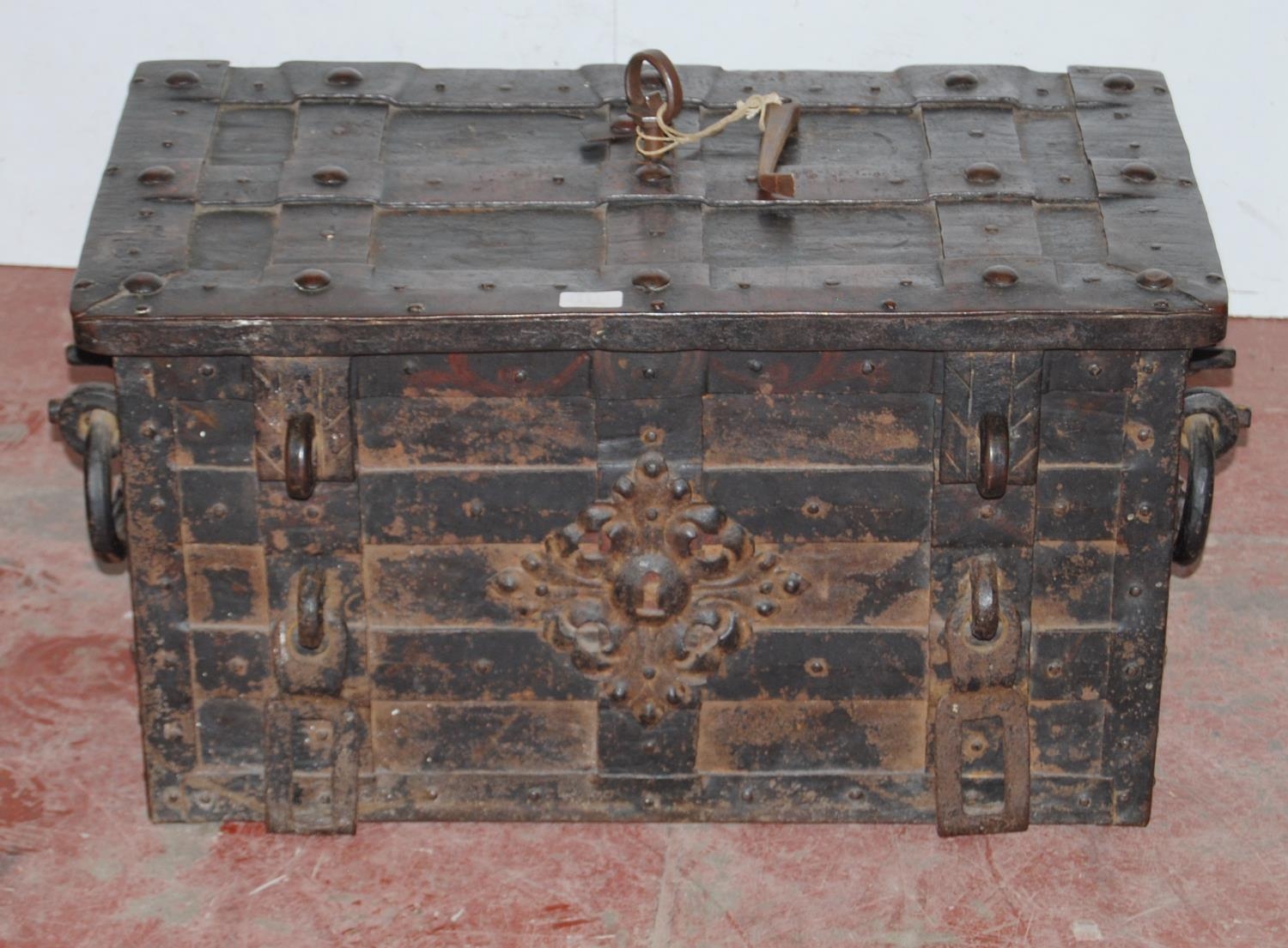 17th century iron Armada chest of German origin probably