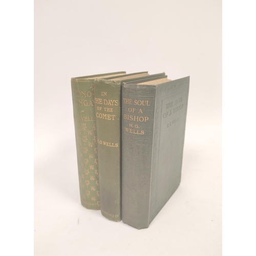 108 - WELLS H. G.  3 vols. in orig. green cloth incl. 1st eds. of In the Days of the Comet, 1906 & The... 