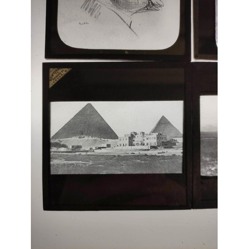 83 - Four cartons of approx 28 mixed monochrome & colour glass slides including religious and moral s... 