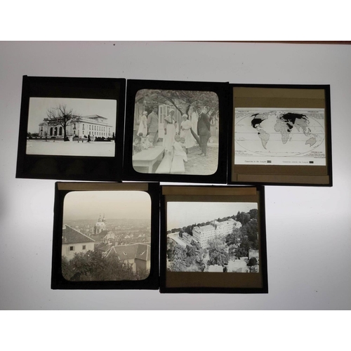 84 - Five cartons of approx 35 mixed monochrome & colour glass slides including religious and moral s... 