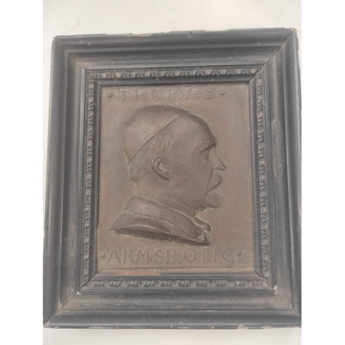 69 - Framed bronze relief portrait by George Howard of Thomas Armstrong (1832 - 1911) (a close friend of ... 