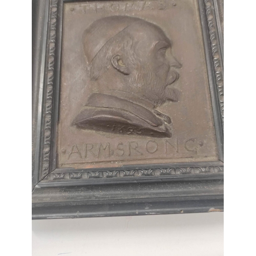 69 - Framed bronze relief portrait by George Howard of Thomas Armstrong (1832 - 1911) (a close friend of ... 