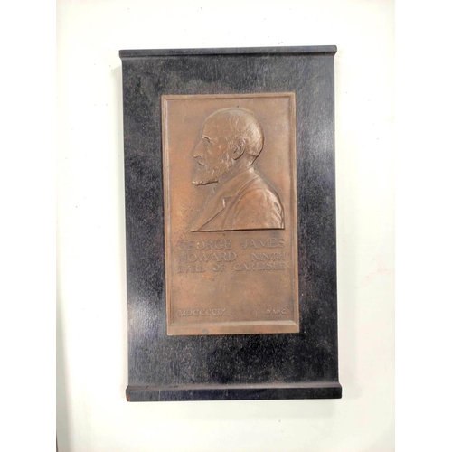 71 - Framed bronze relief portrait of George James Howard 9th Earl of Carlisle, dated 1899, by David McGi... 