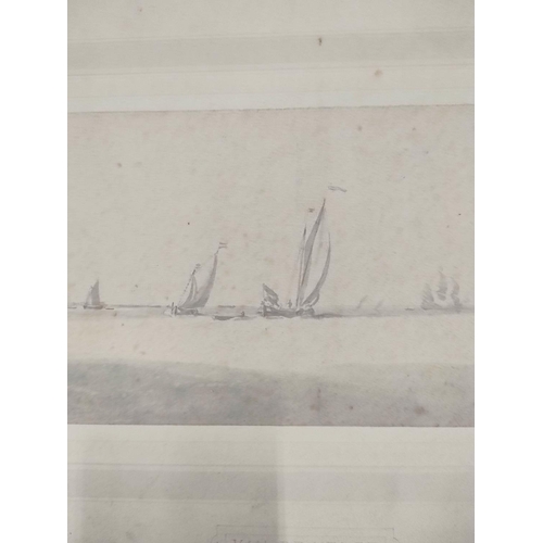 73 - Willem Van De Velde. Pair of grey wash shipping scenes by Willem Van De Velde, Dutch artist (1633 - ... 