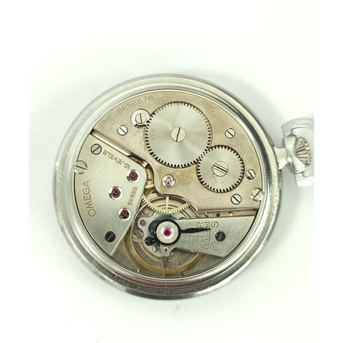 40A - Omega Cal 38.5LT1 pocket watch in stainless steel 45mm case dated 1939. Good working order.