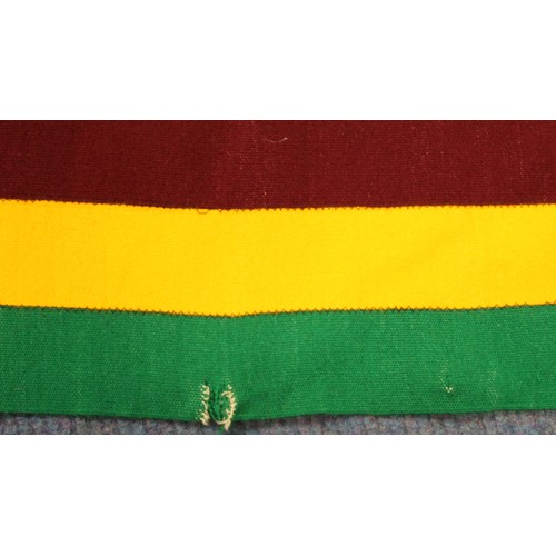 379 - Modern African stitched strip woven cloth in polychrome and metallic threads with geometric pattern.