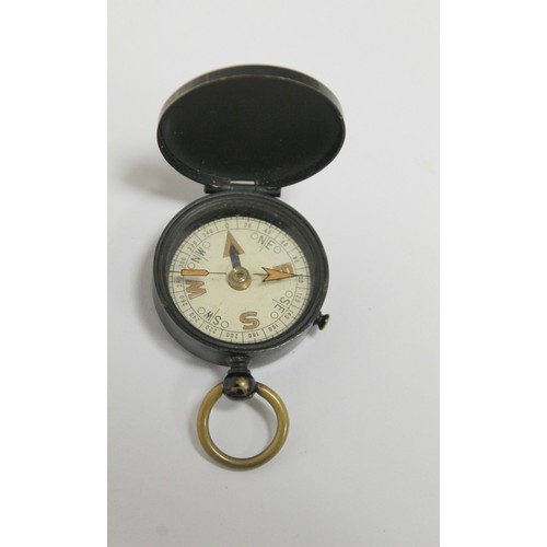 188 - Georgian brass compass by Bate London, 37mm, another with enamel dial, cased, c1800 two other compas... 