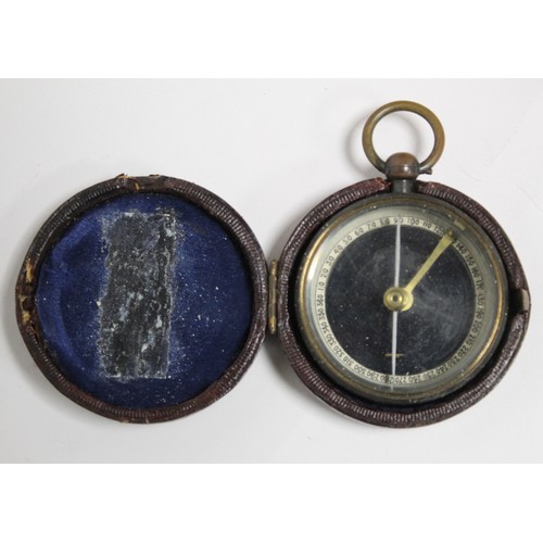 188 - Georgian brass compass by Bate London, 37mm, another with enamel dial, cased, c1800 two other compas... 