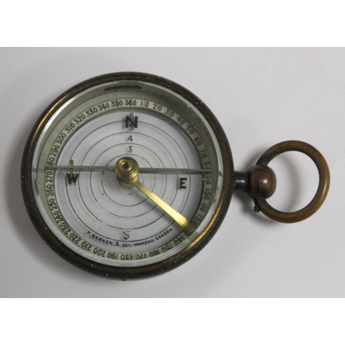 188 - Georgian brass compass by Bate London, 37mm, another with enamel dial, cased, c1800 two other compas... 