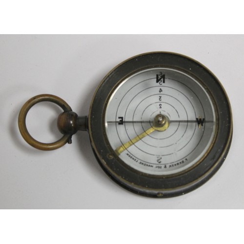 188 - Georgian brass compass by Bate London, 37mm, another with enamel dial, cased, c1800 two other compas... 