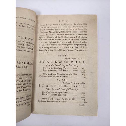 94 - Carlisle Election 1786. Boletarium or a Collection of Papers, Squibs, Songs &c Written on the Me... 