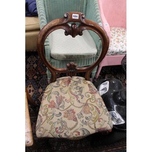 684 - Victorian mahogany balloon back dining chair. 