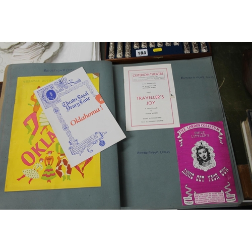 185 - Vintage scrapbook containing theatre programmes, etc.