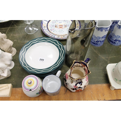 205 - Habitat Ripple bowls, a Masons Mandalay jug, etc.