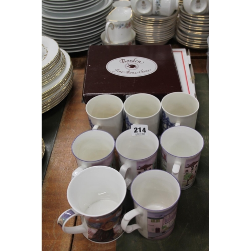 214 - Ceramics to include Rose of England mugs, Spode Cabinet plate, Border Fine Arts Fairy plate, etc.