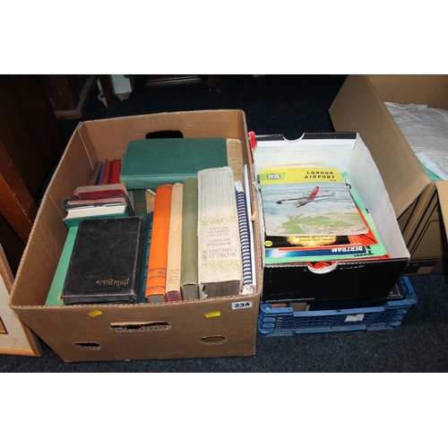 234 - Three boxes containing books, theatre programmes, Scottish Rugby programmes, etc.