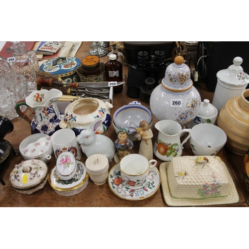 260 - Ceramics, a commemorative mug, a Chinese rabbit, a Hummel figure, etc.