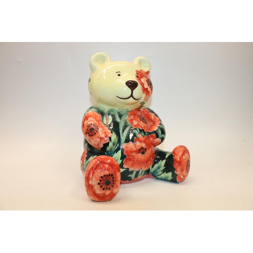 100A - Country Artists Inspirations large ceramic teddy bear model with tube lined floral poppy decoration,... 