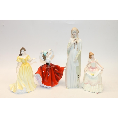 100B - Four Royal Doulton figurines, Karen HN3270, Nicole HN3421, The Love Letter HN3105 & Caroline HN4... 