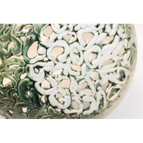 100R - Studio Pottery green glazed freeform bowl, 31cm diameter.