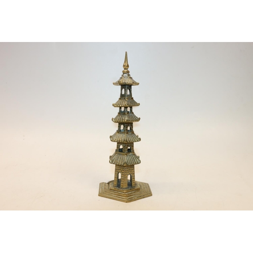 22 - Brass model of a pagoda. 23cm.