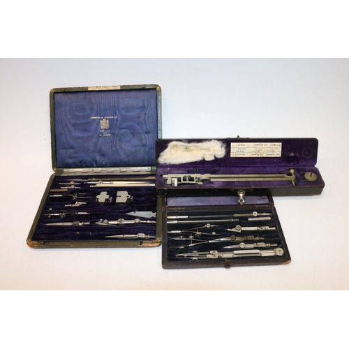 3 - Two technical drawing sets and a cased technical drawing instrument. (3).